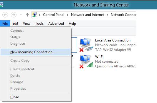 Network and sharing Center.